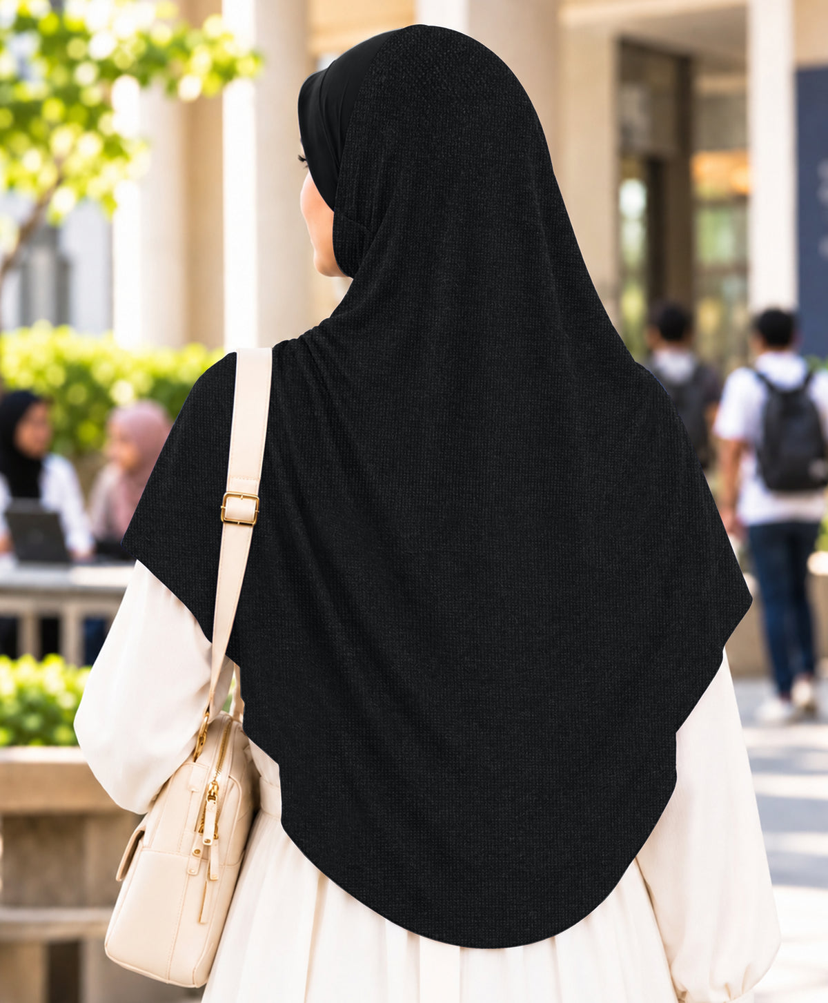 MEHAR Faeezah DD Dual-Texture Hijab for Women - Black / Chocolate / Formal Grey