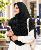MEHAR Faeezah DD Dual-Texture Hijab for Women - Black / Chocolate / Formal Grey
