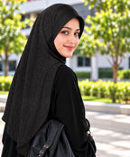 MEHAR Faeezah DD Dual-Texture Hijab for Women - Black / Chocolate / Formal Grey