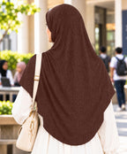 MEHAR Faeezah DD Dual-Texture Hijab for Women - Black / Chocolate / Formal Grey