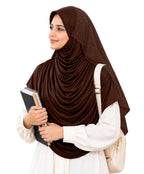 MEHAR Faeezah DD Dual-Texture Hijab for Women - Black / Chocolate / Formal Grey
