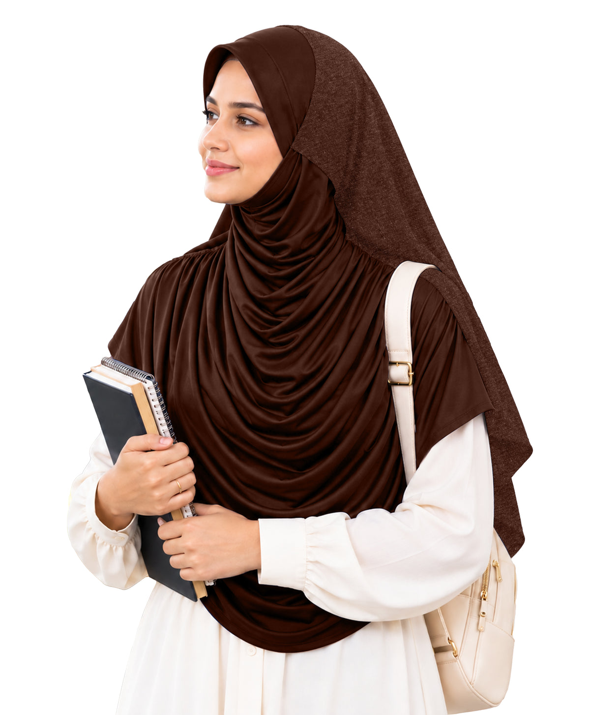 MEHAR Faeezah DD Dual-Texture Hijab for Women - Black / Chocolate / Formal Grey