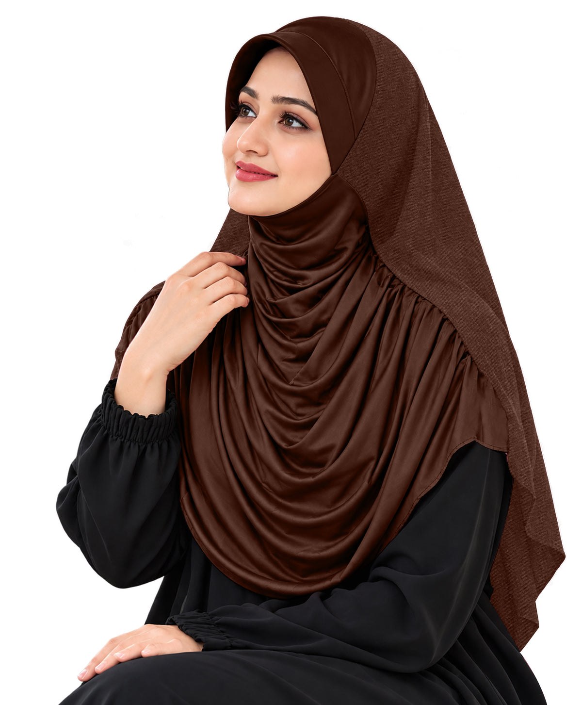 MEHAR Faeezah DD Dual-Texture Hijab for Women - Black / Chocolate / Formal Grey