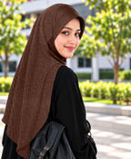 MEHAR Faeezah DD Dual-Texture Hijab for Women - Black / Chocolate / Formal Grey