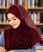 MEHAR Faeezah DD Dual-Texture Hijab for Women - Black / Chocolate / Formal Grey