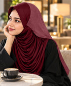 MEHAR Faeezah DD Dual-Texture Hijab for Women - Black / Chocolate / Formal Grey
