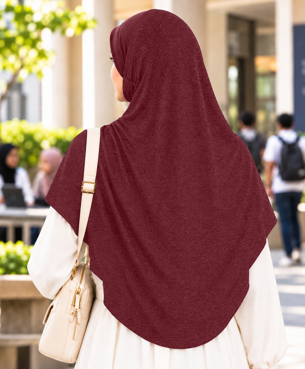 MEHAR Faeezah DD Dual-Texture Hijab for Women - Black / Chocolate / Formal Grey