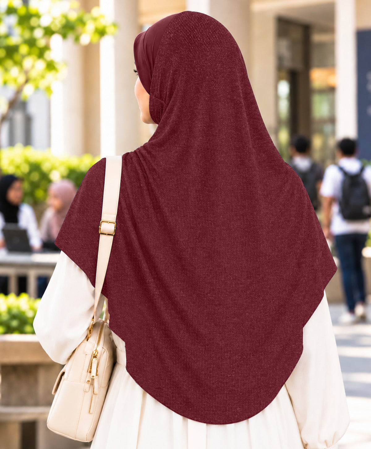 MEHAR Faeezah DD Dual-Texture Hijab for Women - Black / Chocolate / Formal Grey
