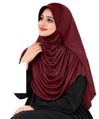 MEHAR Faeezah DD Dual-Texture Hijab for Women - Black / Chocolate / Formal Grey