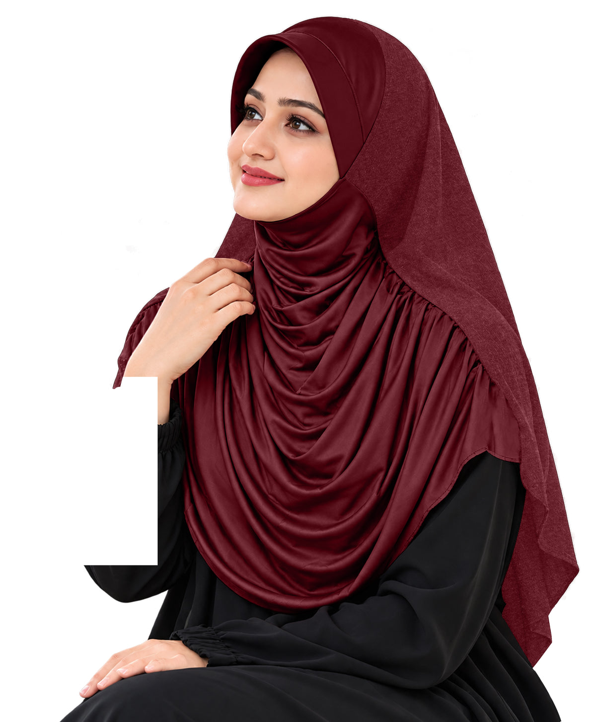 MEHAR Faeezah DD Dual-Texture Hijab for Women - Black / Chocolate / Formal Grey