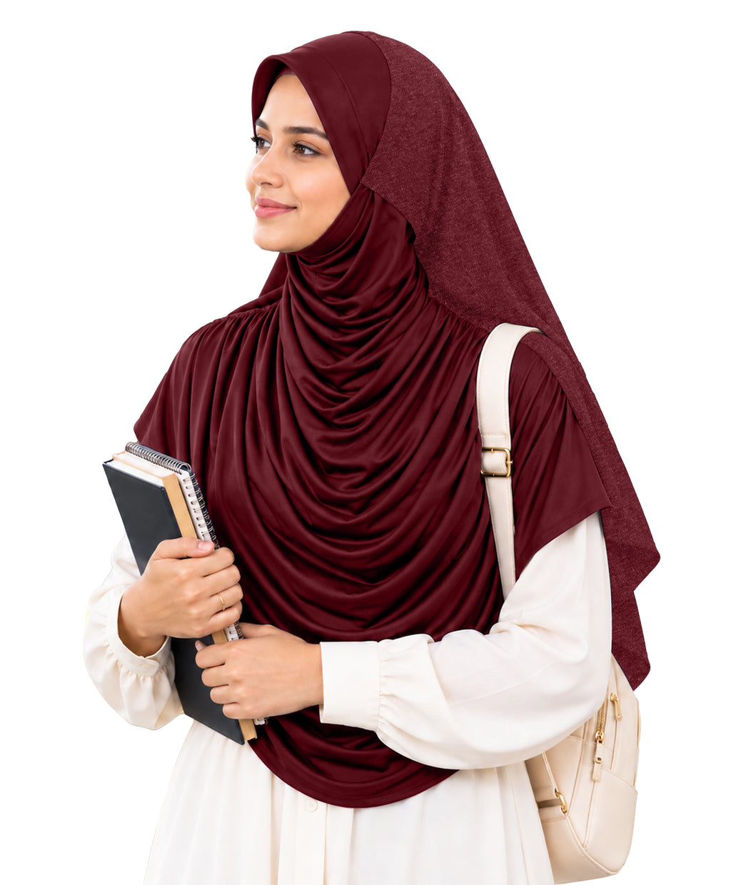 MEHAR Faeezah DD Dual-Texture Hijab for Women - Black / Chocolate / Formal Grey