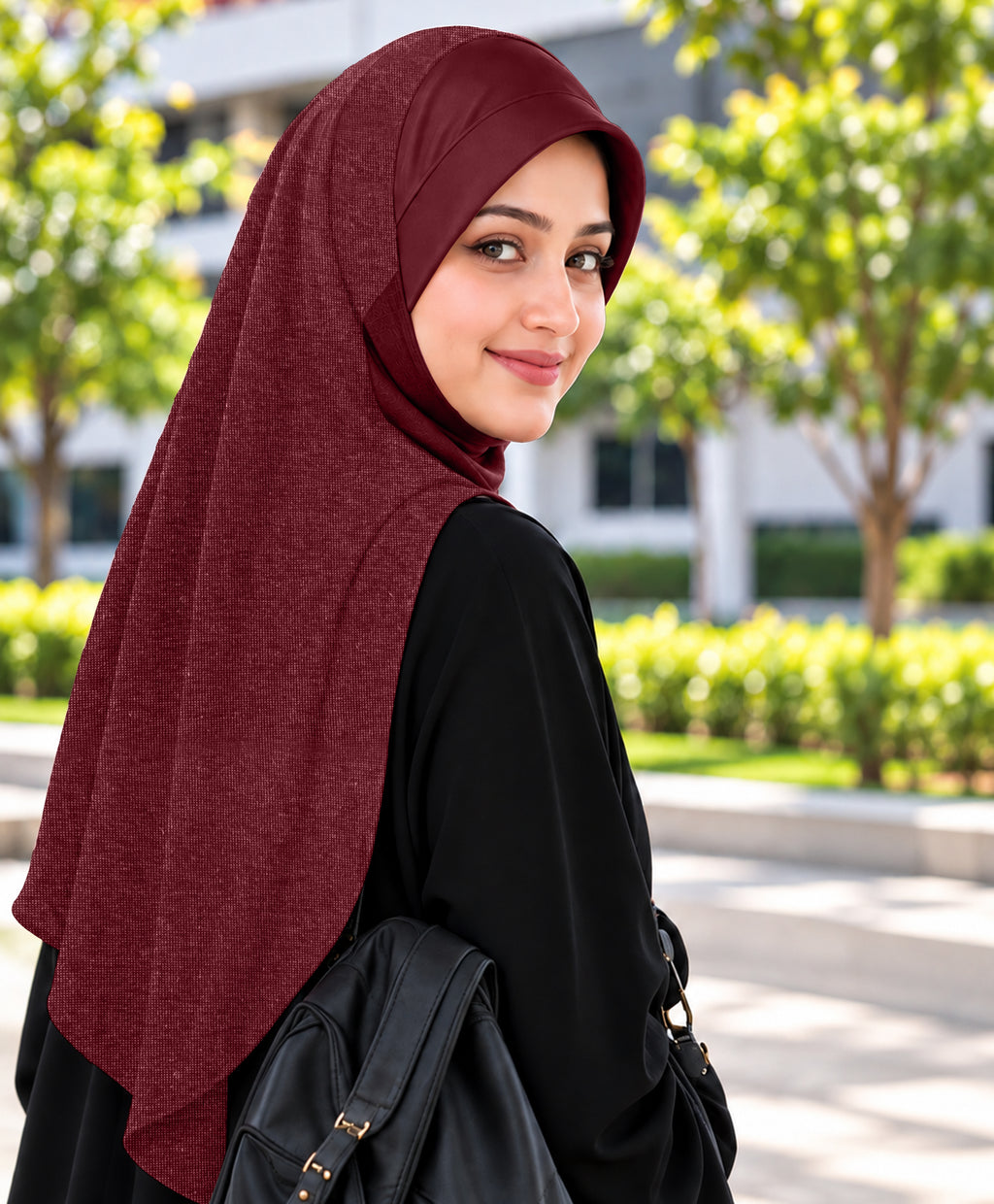 MEHAR Faeezah DD Dual-Texture Hijab for Women - Black / Chocolate / Formal Grey
