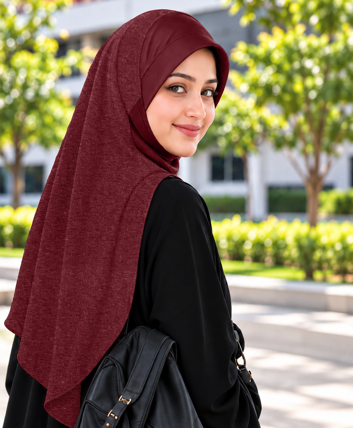 MEHAR Faeezah DD Dual-Texture Hijab for Women - Black / Chocolate / Formal Grey