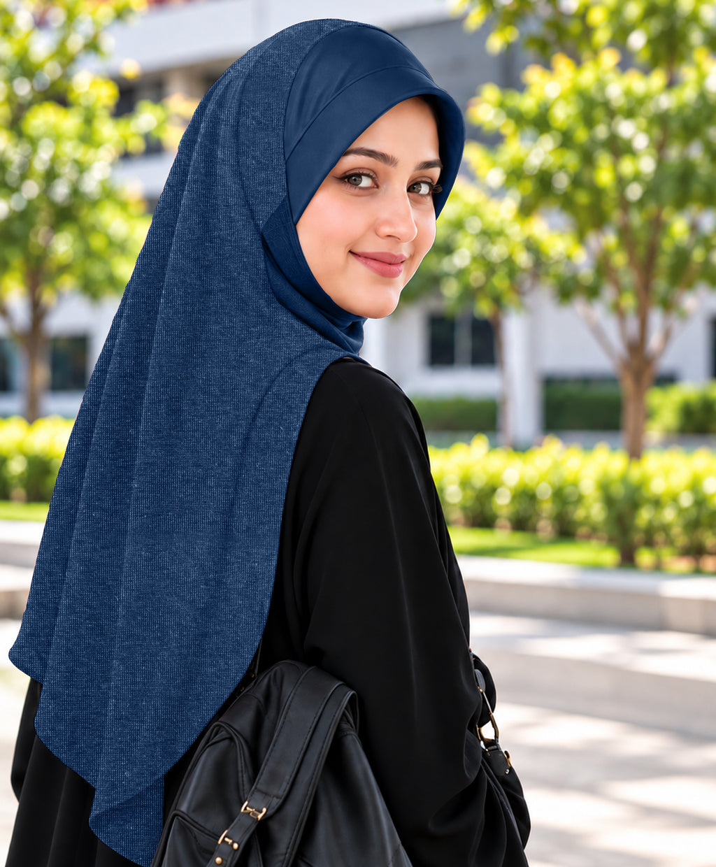MEHAR Faeezah DD Dual-Texture Hijab for Women - Black / Chocolate / Formal Grey