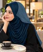 MEHAR Faeezah DD Dual-Texture Hijab for Women - Black / Chocolate / Formal Grey