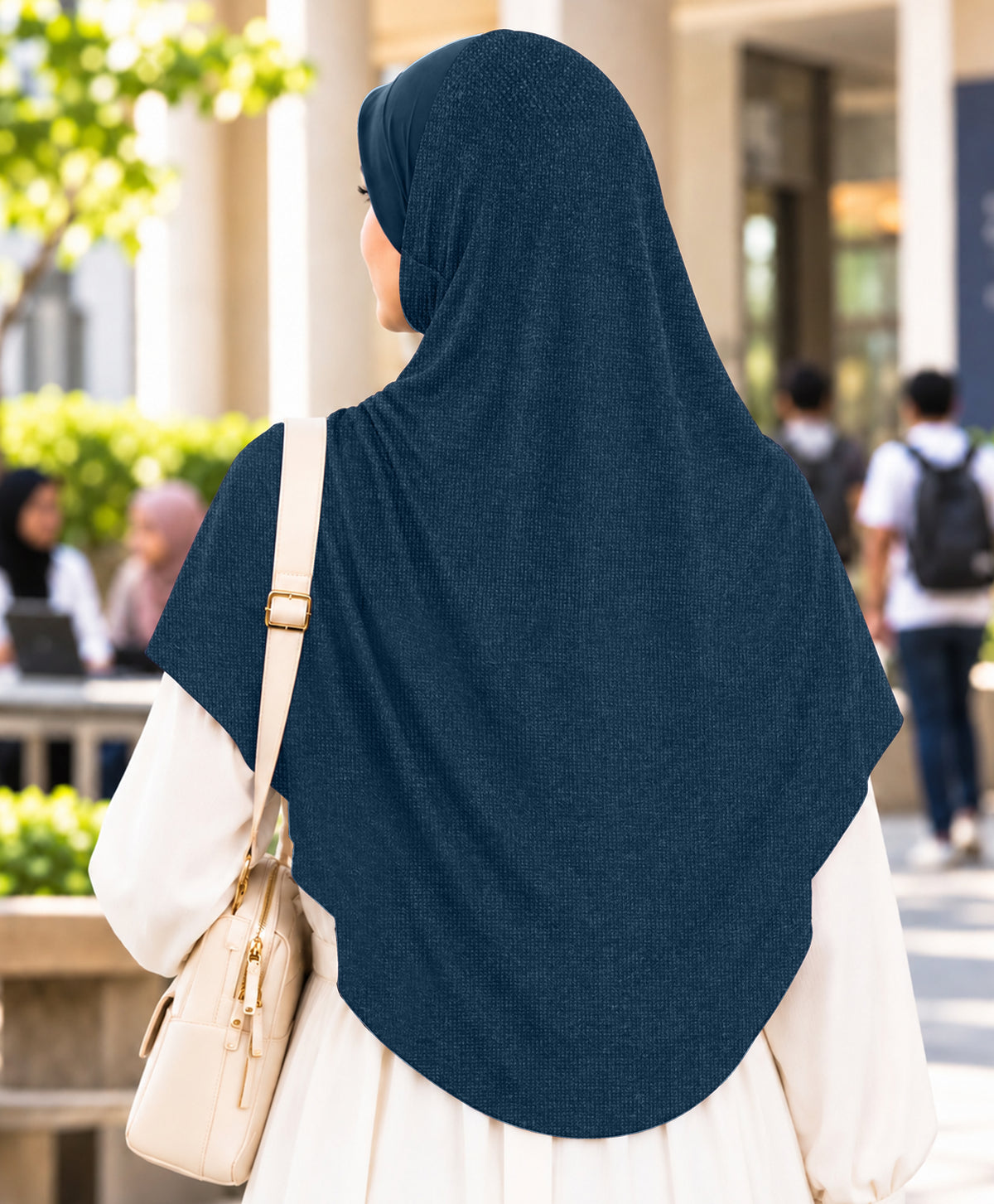 MEHAR Faeezah DD Dual-Texture Hijab for Women - Black / Chocolate / Formal Grey