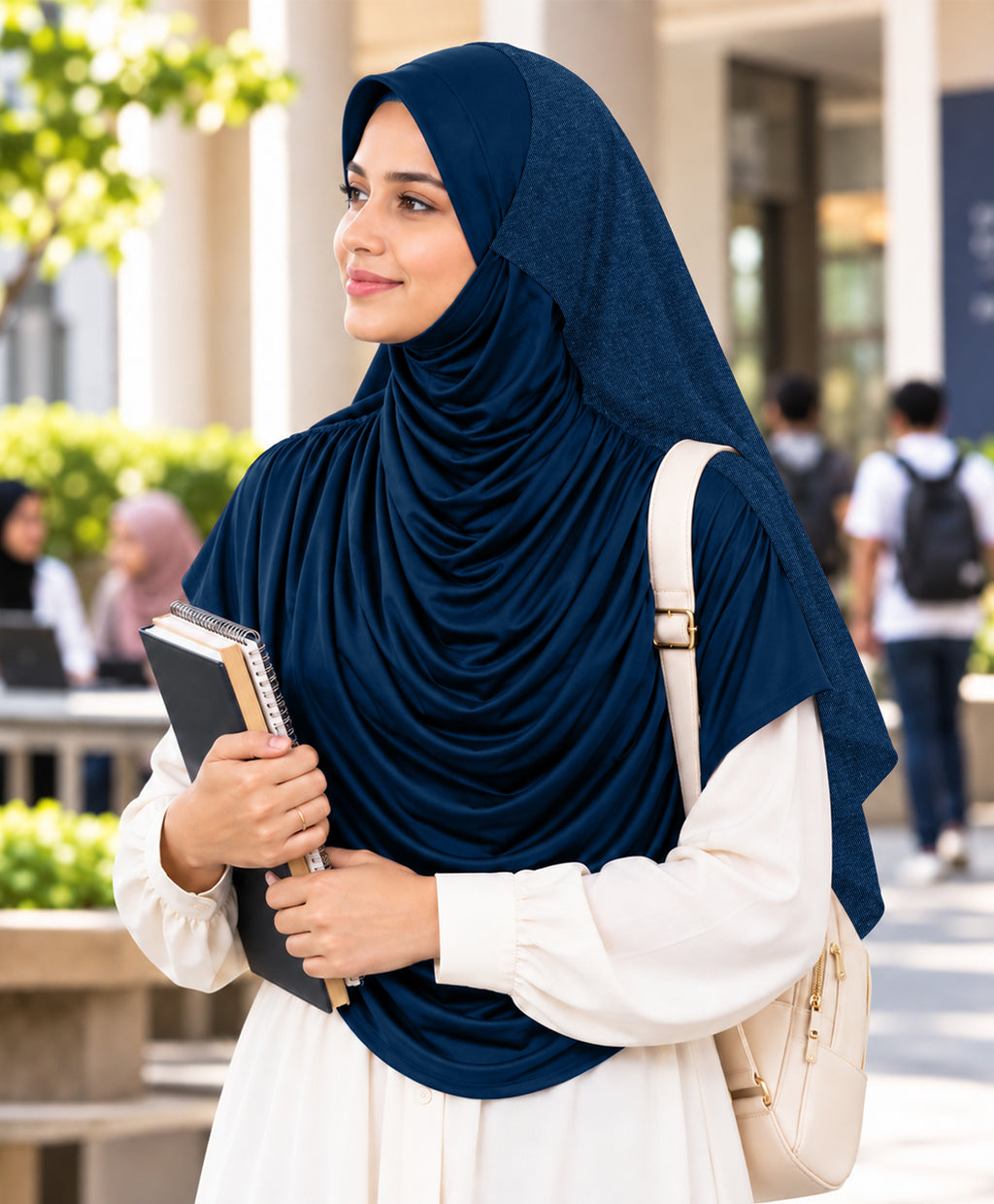 MEHAR Faeezah DD Dual-Texture Hijab for Women - Black / Chocolate / Formal Grey