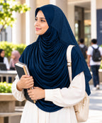 MEHAR Faeezah DD Dual-Texture Hijab for Women - Black / Chocolate / Formal Grey