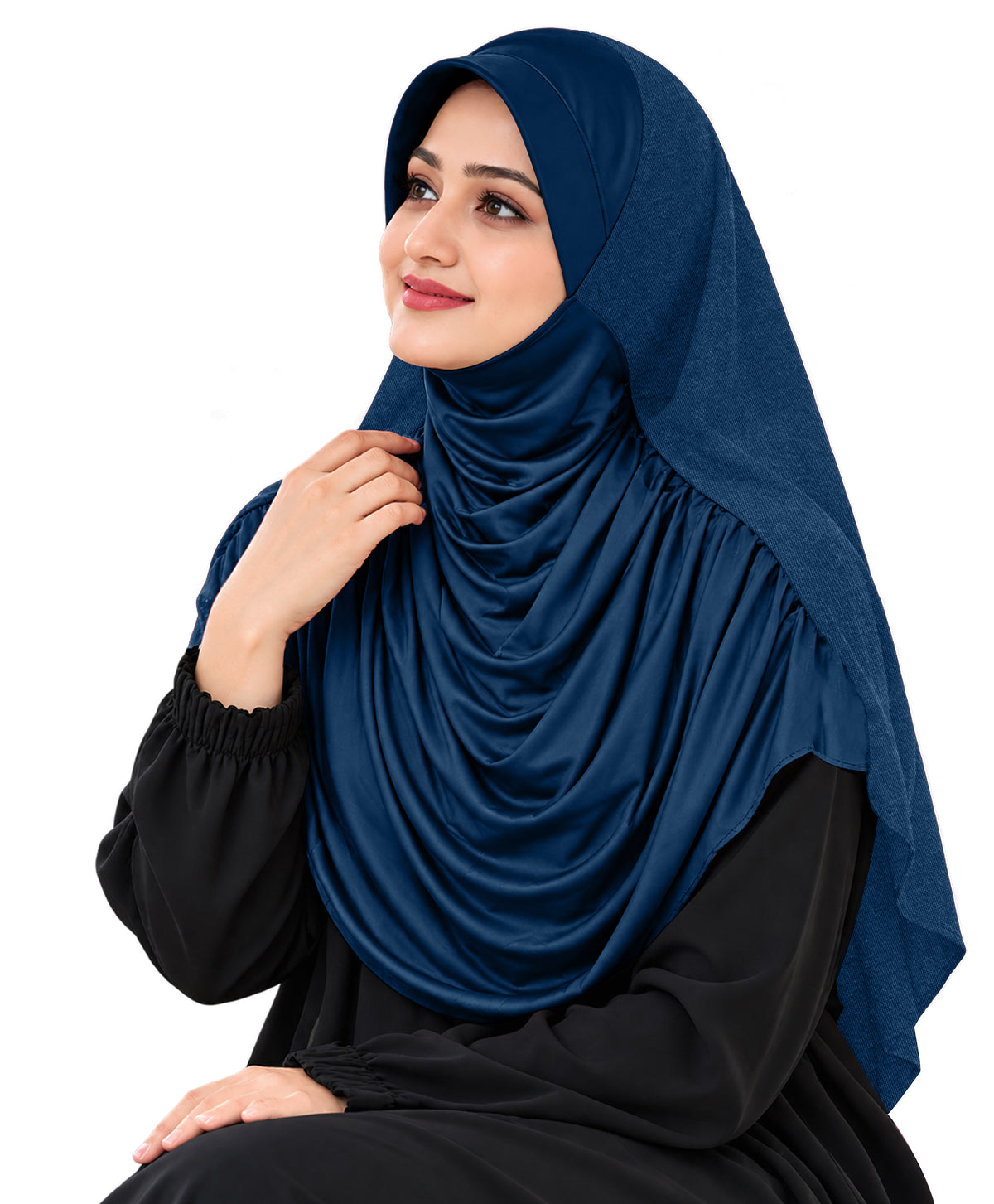 MEHAR Faeezah DD Dual-Texture Hijab for Women - Black / Chocolate / Formal Grey