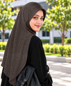 MEHAR Faeezah DD Dual-Texture Hijab for Women - Black / Chocolate / Formal Grey