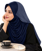 MEHAR Faeezah DD Dual-Texture Hijab for Women - Black / Chocolate / Formal Grey