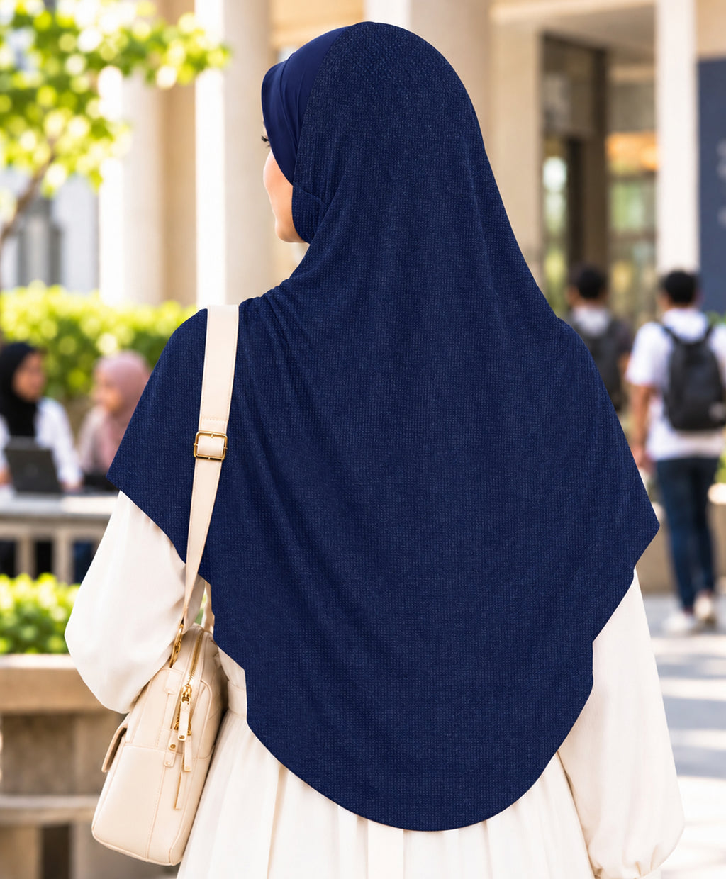 MEHAR Faeezah DD Dual-Texture Hijab for Women - Black / Chocolate / Formal Grey
