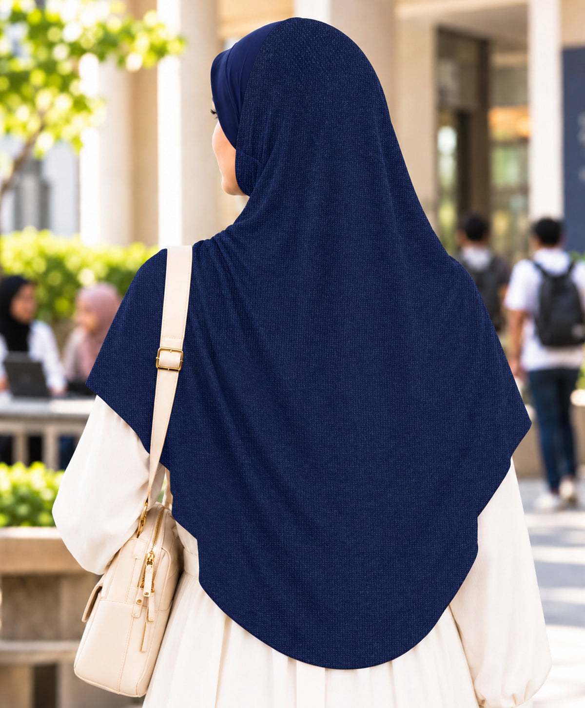 MEHAR Faeezah DD Dual-Texture Hijab for Women - Black / Chocolate / Formal Grey