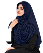 MEHAR Faeezah DD Dual-Texture Hijab for Women - Black / Chocolate / Formal Grey