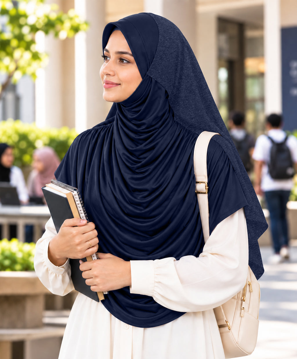 MEHAR Faeezah DD Dual-Texture Hijab for Women - Black / Chocolate / Formal Grey