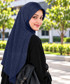 MEHAR Faeezah DD Dual-Texture Hijab for Women - Black / Chocolate / Formal Grey