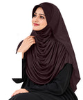 MEHAR Faeezah DD Dual-Texture Hijab for Women - Black / Chocolate / Formal Grey