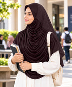 MEHAR Faeezah DD Dual-Texture Hijab for Women - Black / Chocolate / Formal Grey