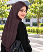 MEHAR Faeezah DD Dual-Texture Hijab for Women - Black / Chocolate / Formal Grey