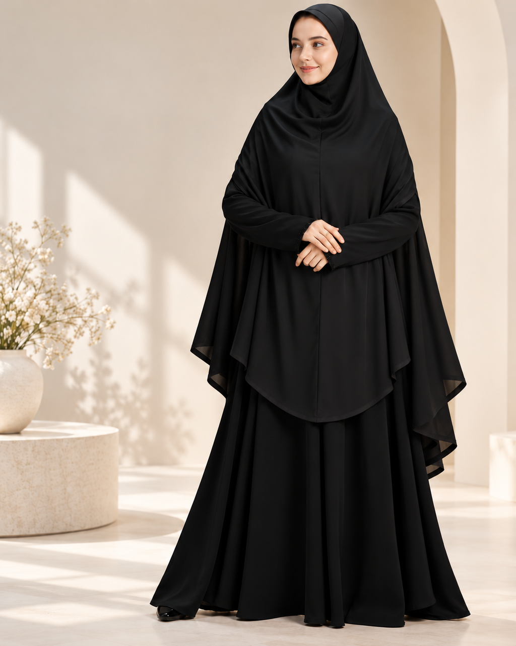 MEHAR Nazneen Long Khimar for Women Nida fabric - Mehar signature Jersey Cap, Ready-to-Wear