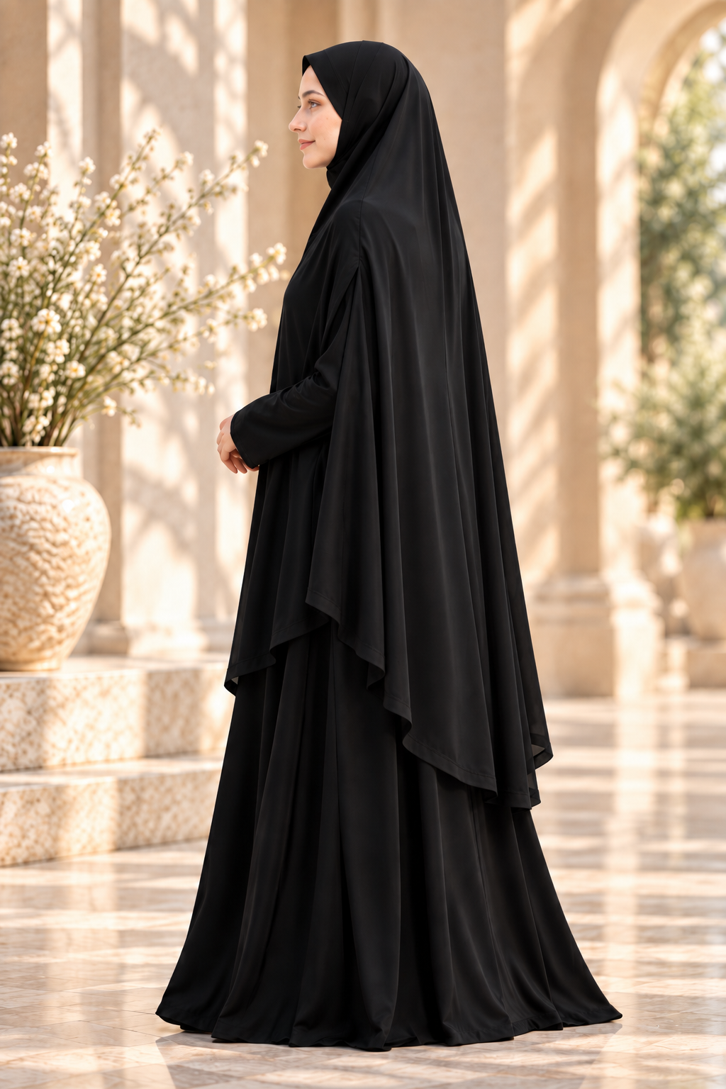 MEHAR Nazneen Long Khimar for Women Nida fabric - Mehar signature Jersey Cap, Ready-to-Wear