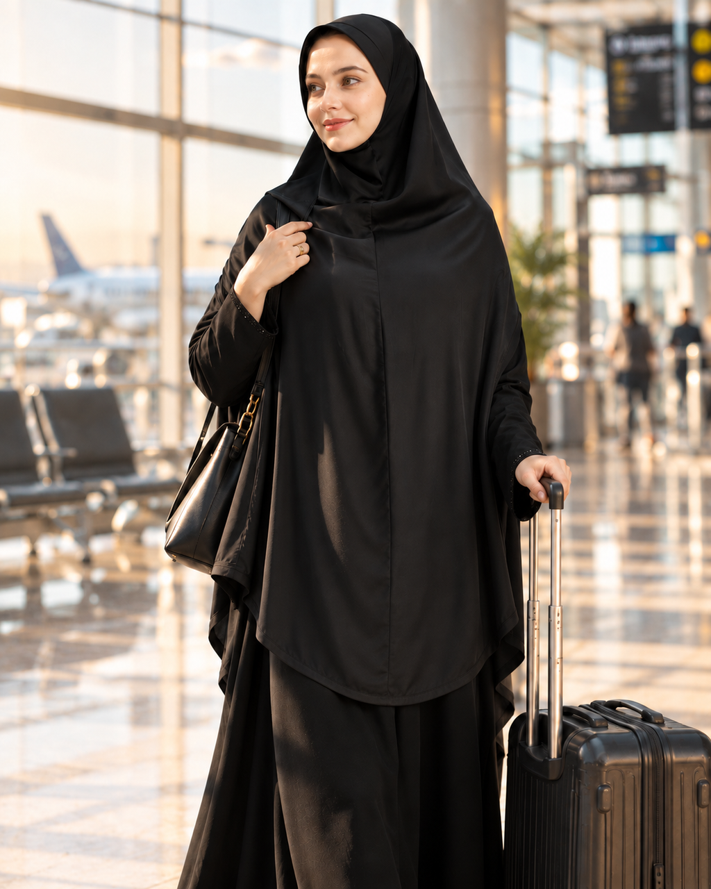 MEHAR Nazneen Long Khimar for Women Nida fabric - Mehar signature Jersey Cap, Ready-to-Wear