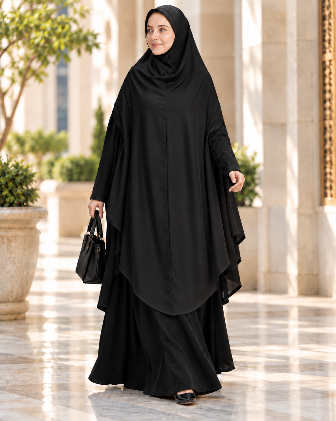 MEHAR Nazneen Long Khimar for Women Nida fabric - Mehar signature Jersey Cap, Ready-to-Wear