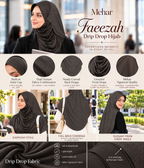MEHAR Faeezah DD Dual-Texture Hijab for Women - Black / Chocolate / Formal Grey