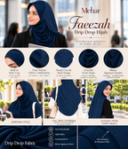 MEHAR Faeezah DD Dual-Texture Hijab for Women - Black / Chocolate / Formal Grey