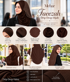 MEHAR Faeezah DD Dual-Texture Hijab for Women - Black / Chocolate / Formal Grey