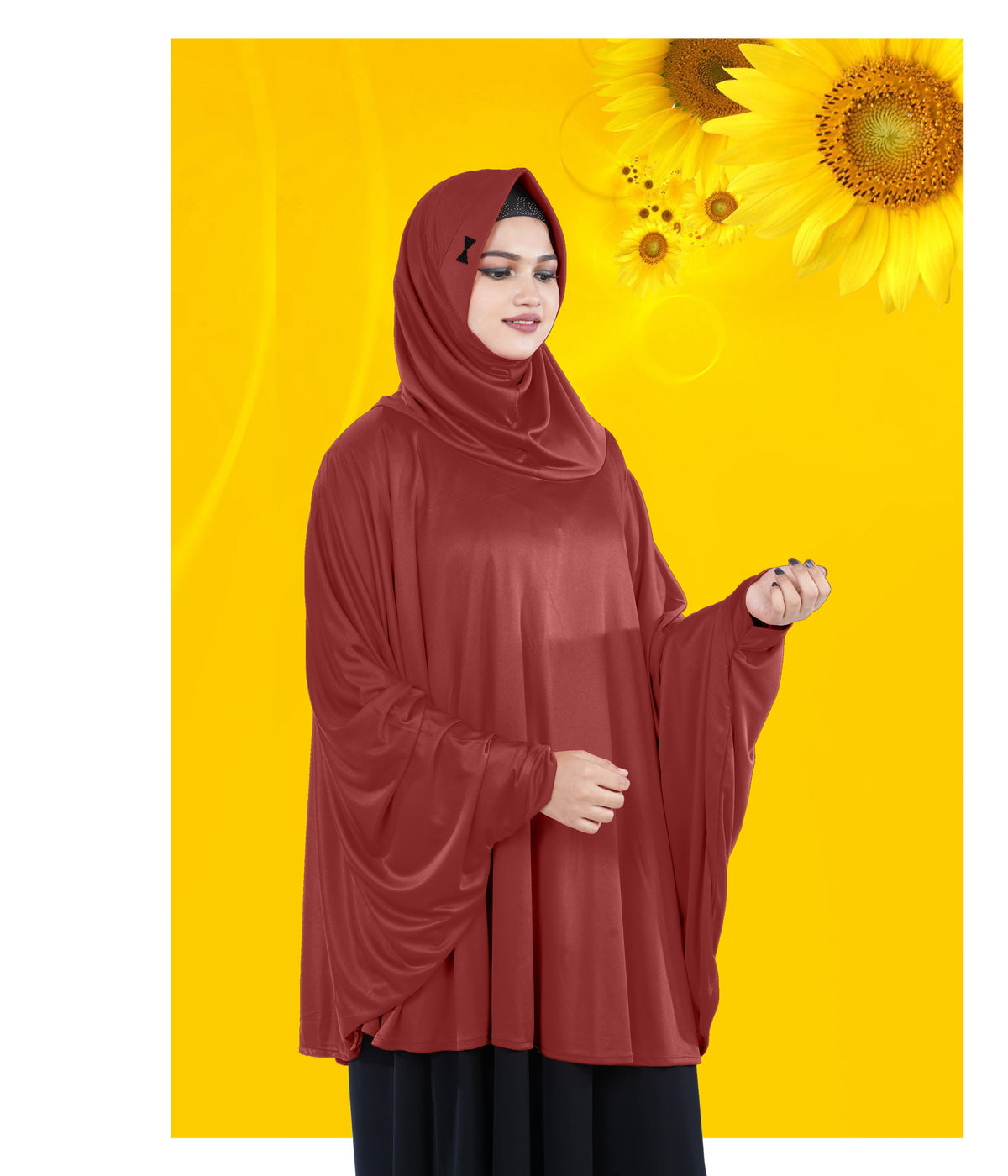 Women's Stylish Soft Rich Polyester Fabric Hanana Sleeve Hijab F Size