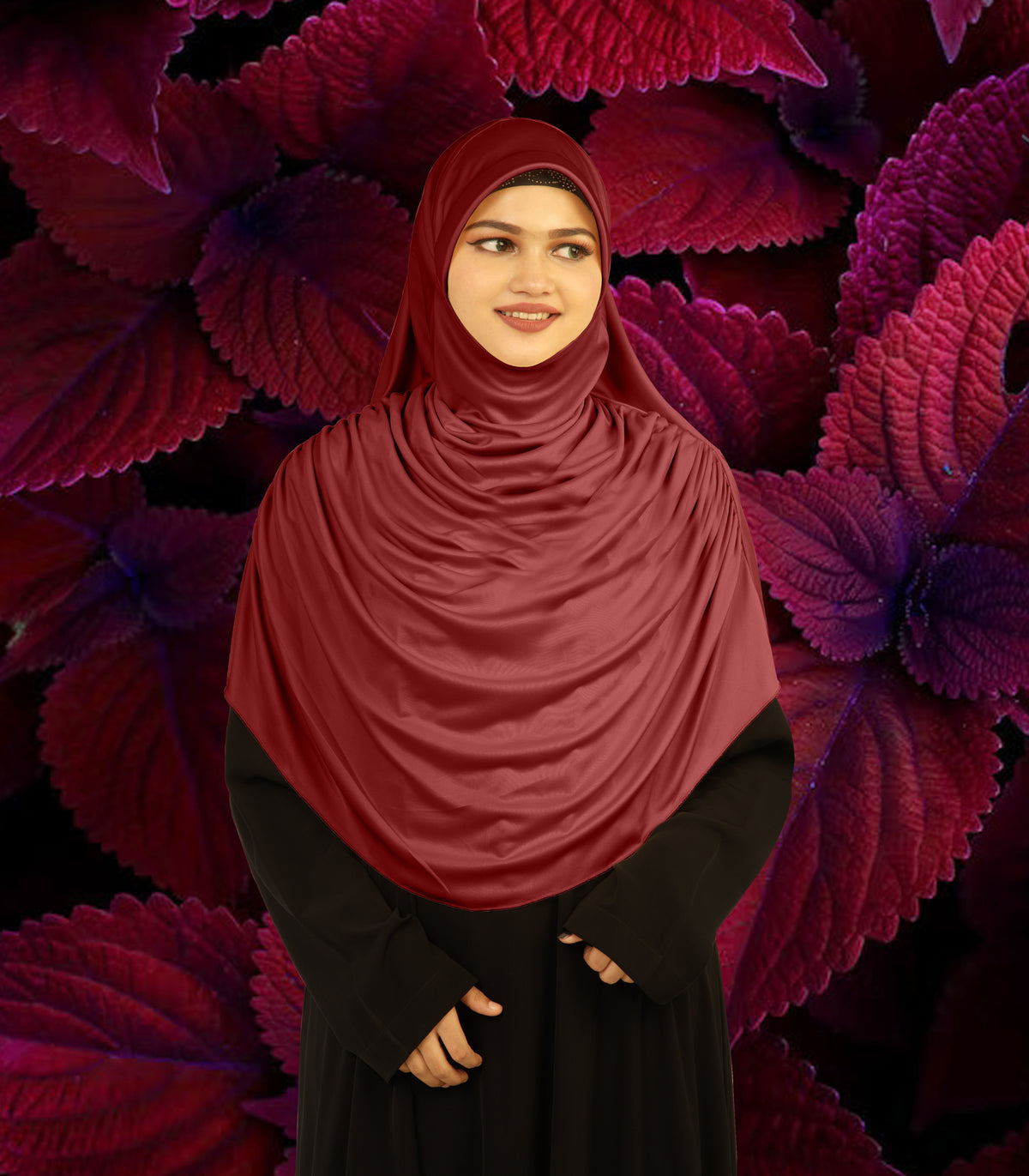 Modest Women's Fleeted Stylish Feel Good Fabric FAEEZAH Hijab Dark Maroon