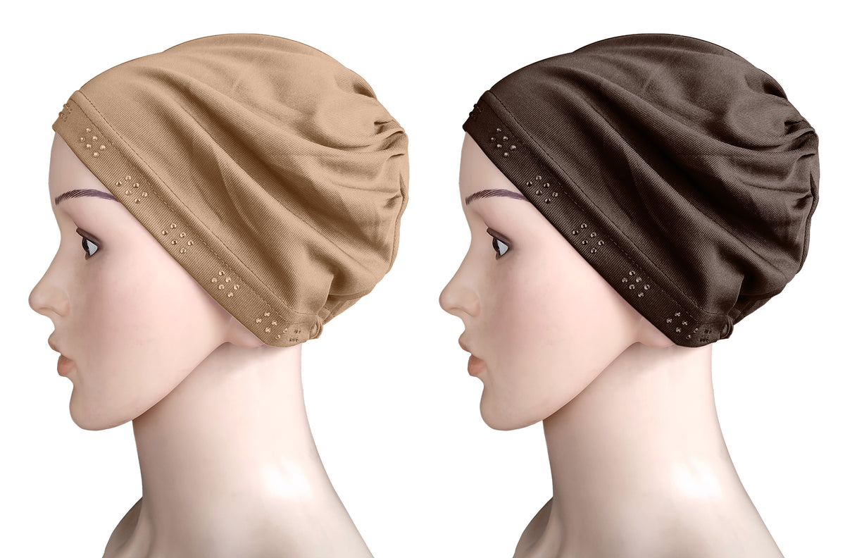 Mehar Hijab Women's Hair Bonnet SD Cap (set of 2)