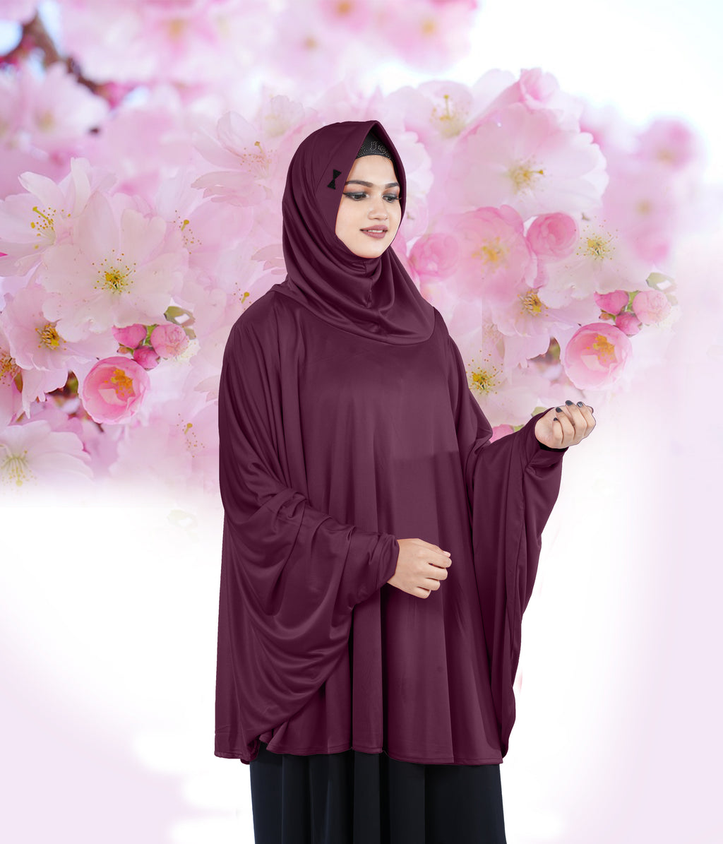 Women's Stylish Soft Rich Polyester Fabric Hanana Sleeve Hijab F Size