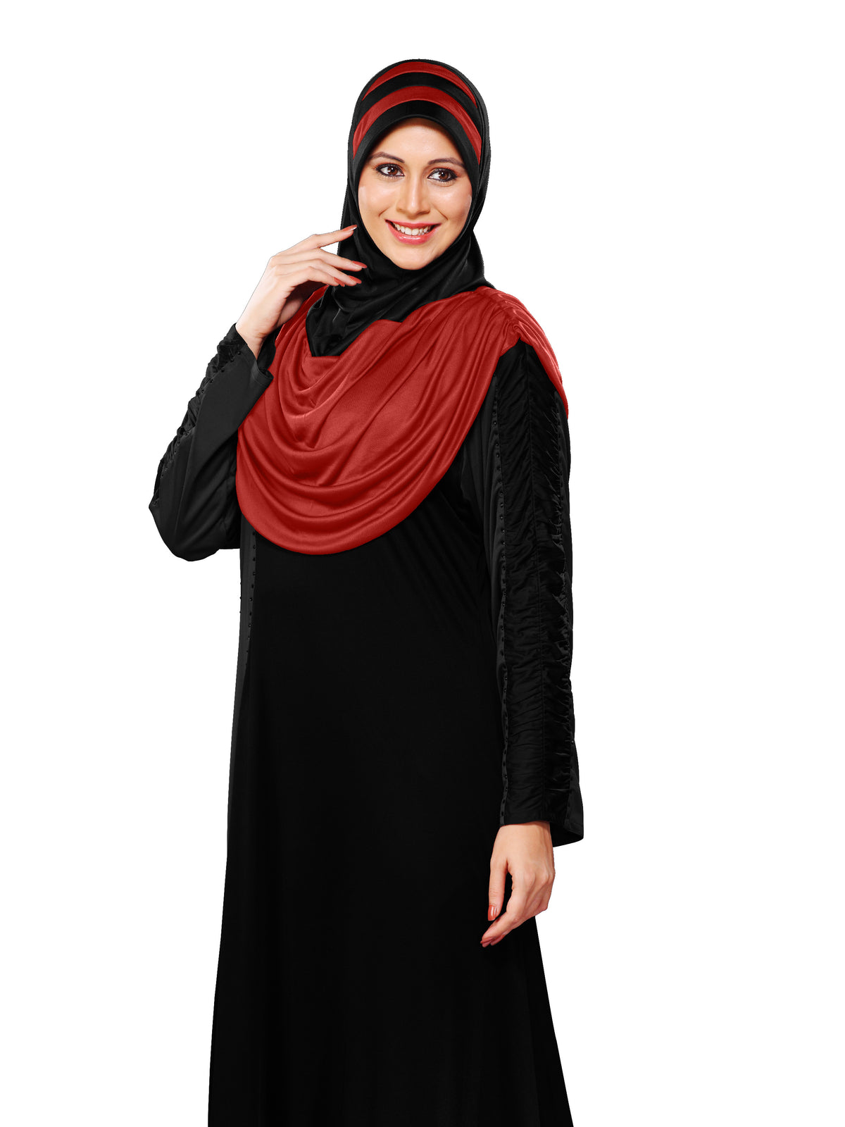 WOMEN'S STYLISH DUAL TONE AFEEFA HIJAB BLACK AND GREY