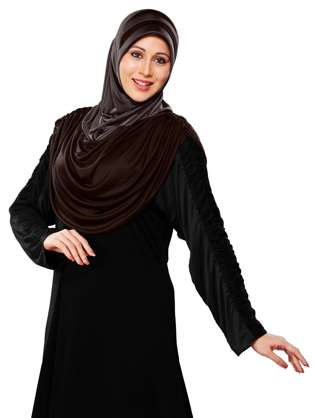WOMEN'S STYLISH DUAL TONE AFEEFA HIJAB BLACK AND GREY