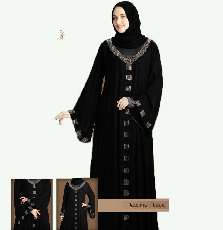 Mehar Modest Black Lazima abaya with stones