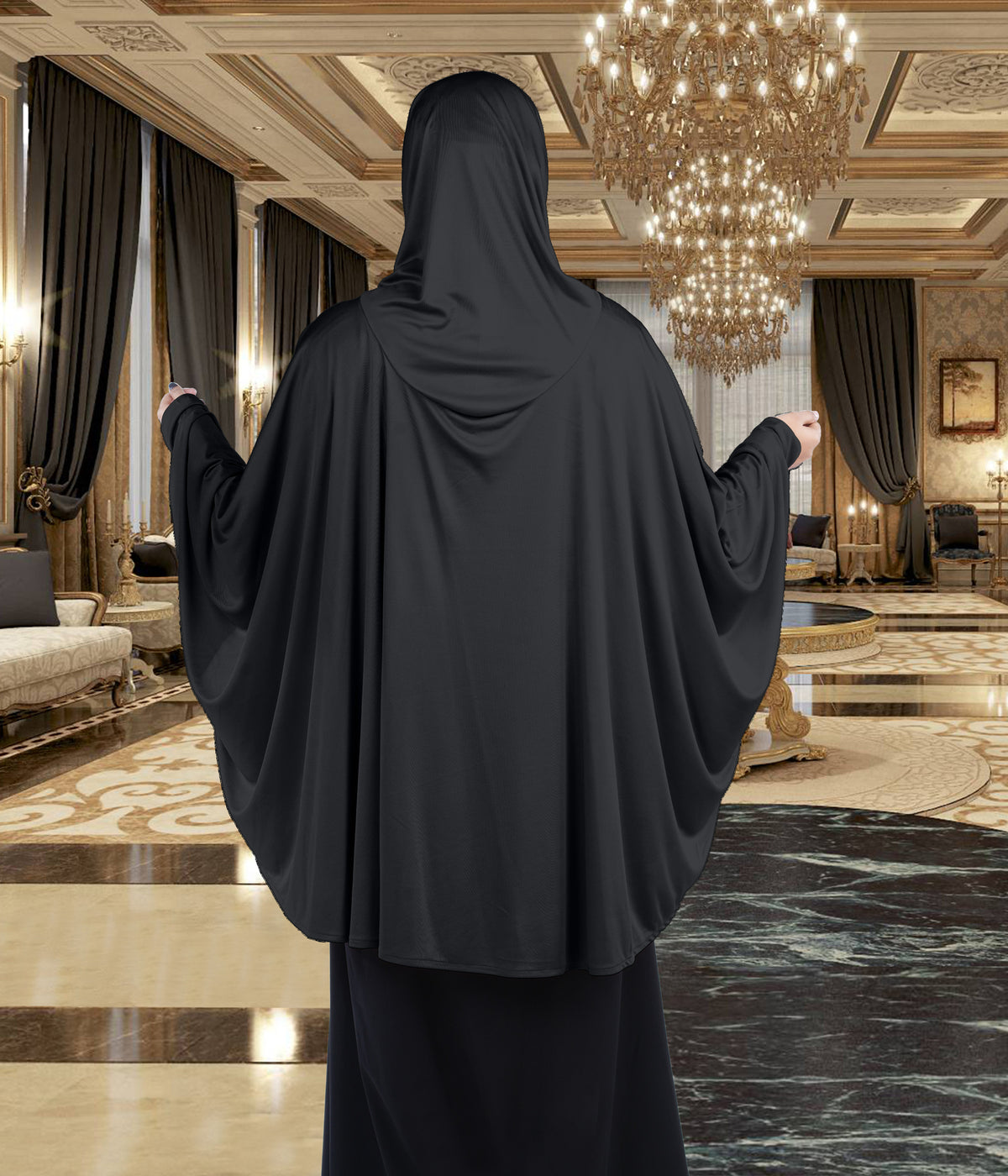 Women's Stylish Soft Rich Polyester Fabric Hanana Sleeve Hijab F Size