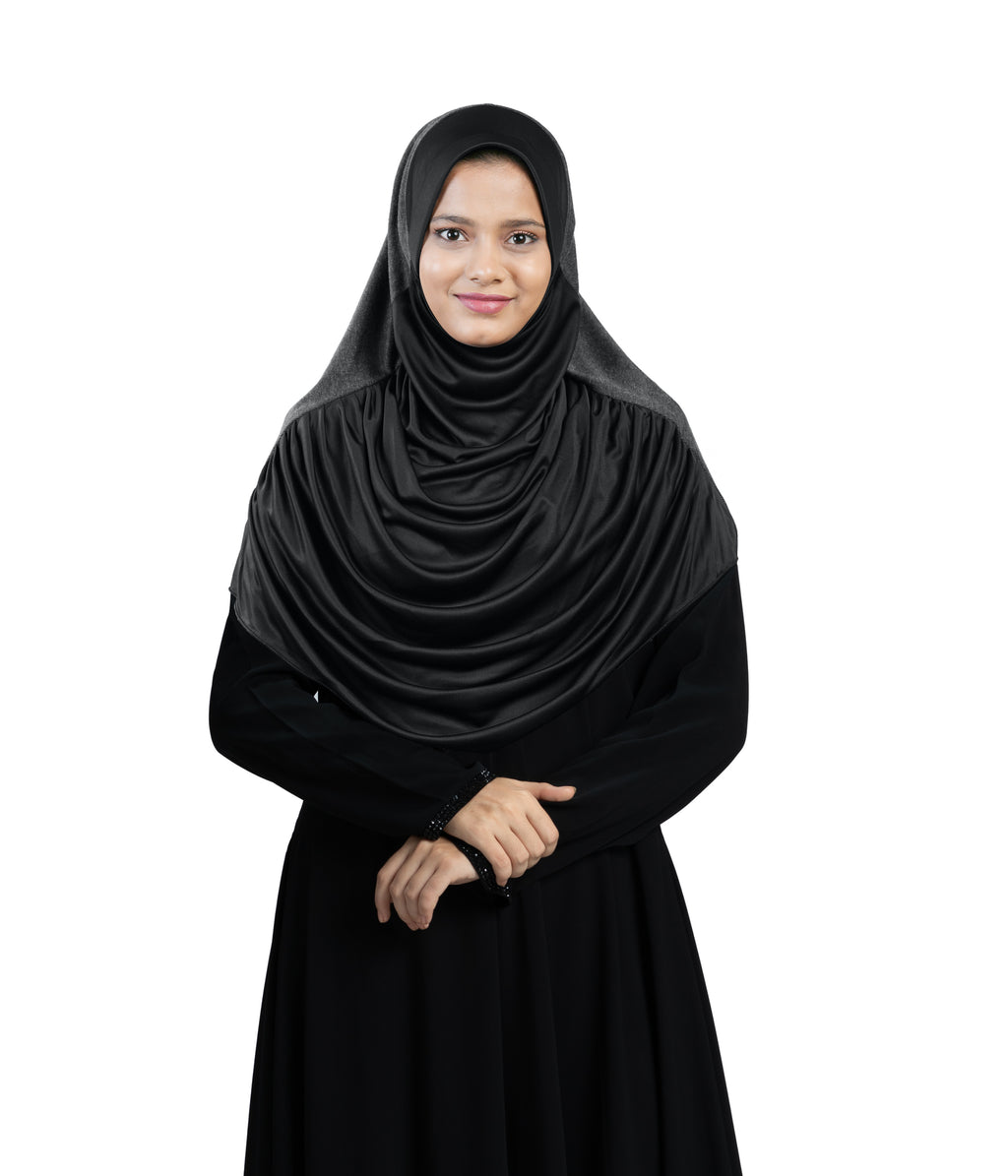 Mehar Faeezah DD Hijab – Dual-Drape Two-Tone Layered Hijab for Modest Elegance