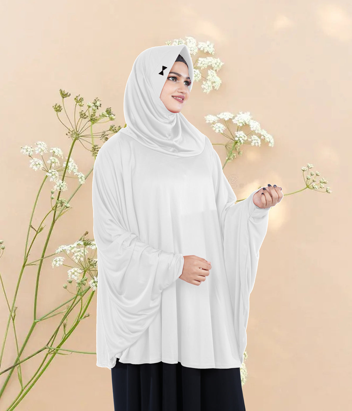 Women's Stylish Soft Rich Polyester Fabric Hanana Sleeve Hijab F Size
